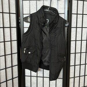 Dollhouse Black Quilted Vest with Zipper Pockets